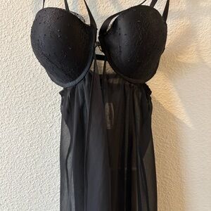 Victoria's Secret Black Sheer Chemise